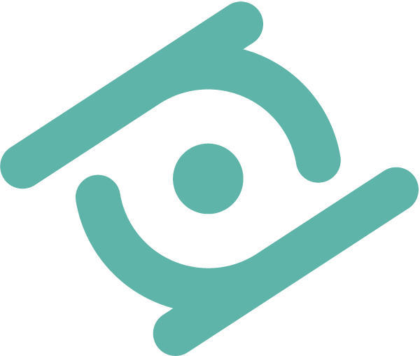 Il logo di Restorative Neurotechnologies è formato da due lenti ruotate in modo da formare una lente (prismatica).